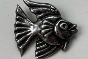 Vintage Sterling Silver Fish Brooch