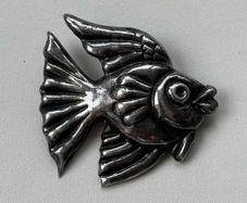 Vintage Sterling Silver Fish Brooch
