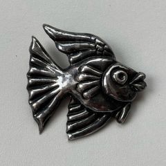 Vintage Sterling Silver Fish Brooch