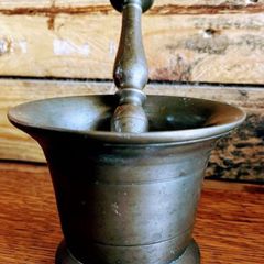 18th Century bronze pestle and mortar