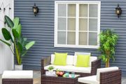 SUMMER SALE 5PC Rattan Furniture Set Garden Outdoor Sectional Sofa Coffee Table Combo Patio Furniture Metal Frame w/Cushion Pillows Brown (FREE SHIPPING)