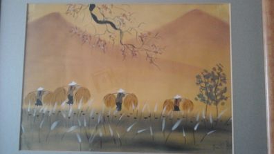 Painting on fabric, signed