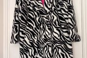 Forever Unique Zebra Print Faux Fur Coat - Size 12 - Like new