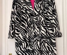 Forever Unique Zebra Print Faux Fur Coat - Size 12 - Like new