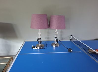 Stunning Pair of Crystal Table Lamps - Lavender Shades