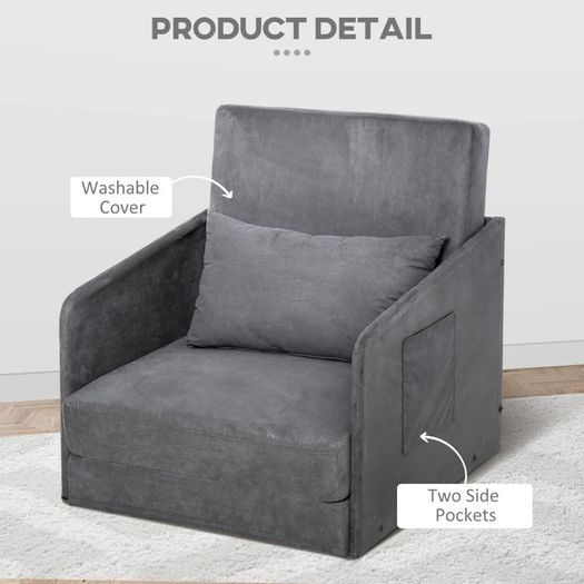Faux Suede Single Sofa bed W/Pillow (FREE SHIPPING)