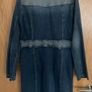 Jeans denim distressed jacket midi long trench coat dress over knee long sleeve stretch material size L/XL Image 3