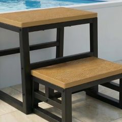 2 Step Stool Stackable for Adults Kids, Waterproof HDPE Kitchen Stools with Non-Slip Top, Heavy Duty Footstool Supports up to 230 kg, All-Weather Step Ladder for Bedroom, Bathroom, Hot Tub, Toilet