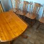Solid Pine Drop-Leaf Round Dining Table & 4 Chairs Country Image 9