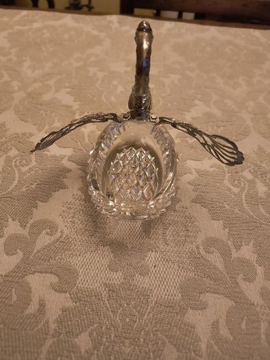 Silver and Cut Glass Swan Trinket Holder