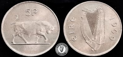 Ireland - 1969 - 5 Pence - Bull - KM.22 - [2393]