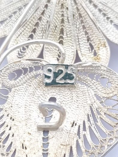Vintage 925 Sterling Silver Filigree Flower Brooch