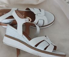 White wedge heel sandals