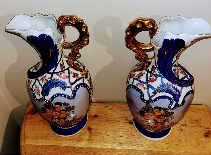 Pair of Antique porcelain vases late 19th century