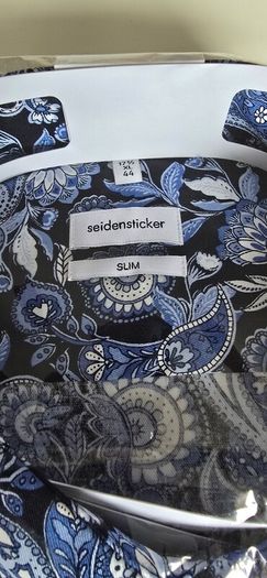 Seidensticker Men's Business Shirt, Paisley Pattern, Slim Fit, Size 44 / XL