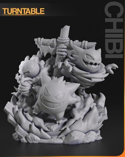 Gastly, Haunter and Gengar resin 3d print