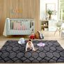 Geometric Rug for Bedroom, 120x180 Grey and Black Living Room Area Rugs for Kids Baby Room, Nursery, Dorm, Lounge Decor, Thick Soft Fluffy Plush Image 6