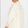 Pretty Little Things Stone PU Contrast Stitch Denim Shacket UK 8 New, AV Image 2