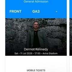 Dermot Kennedy FRONT Standing tickets
