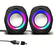 USB Wired Computer Speakers for Desktop PC  2.0 Wired Speaker for Monitor, Powered PC Speakers with 3.5mm JackBlack