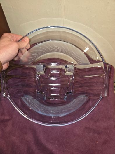 1930's Walther and Sohne Art Deco blue glass bowl