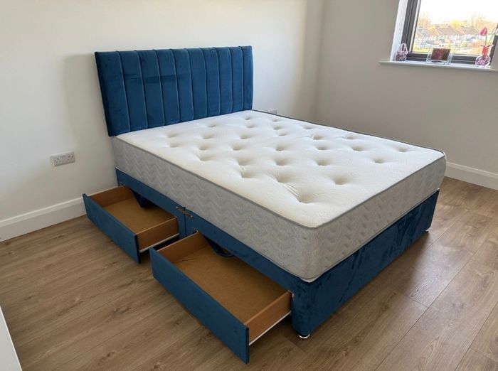 New Double Beds With Headboard And Mattress
