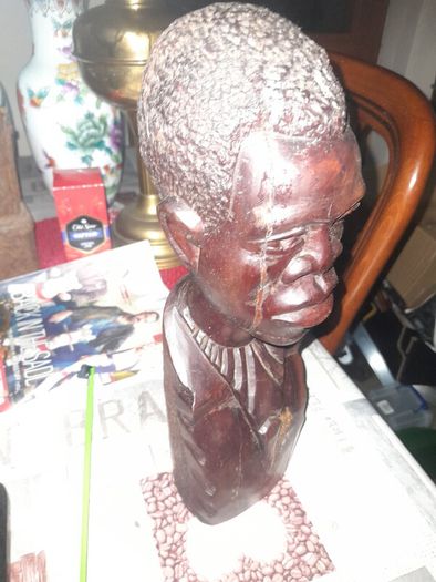 Large Antique Wood African Carved African Head postage available or collection on all my items,