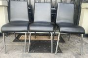 1 x Remaining Black Leather Dining Chair - Can Deliver