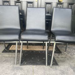 1 x Remaining Black Leather Dining Chair - Can Deliver