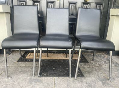 1 x Remaining Black Leather Dining Chair - Can Deliver