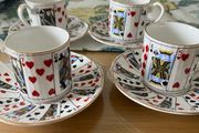 Fine Bone China Espresso Set 4 Cups &amp; Saucers