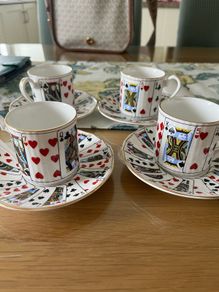 Fine Bone China Espresso Set 4 Cups & Saucers