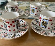 Fine Bone China Espresso Set 4 Cups & Saucers