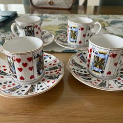 Fine Bone China Espresso Set 4 Cups & Saucers
