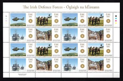 2013 Ireland The Irish Defence Forces (Rescue Team, Helicopter, Armoured Personnel Carrier & Frigate) Commemorative Stamps Sheetlet Plate 1A1A1A1A Mint Never Hinged (MNH)