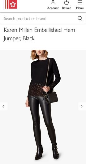 Karen Millen Embellished Hem Black Jumper UK 12