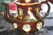 Antique Huge Measham Barge Ware Teapot circa 1890s Victorian English Treacle Glaze, Postage Available