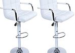set of 2 bar stools, bar chairs, kitchen chairs, artificial leather, foam, robust stand, white,