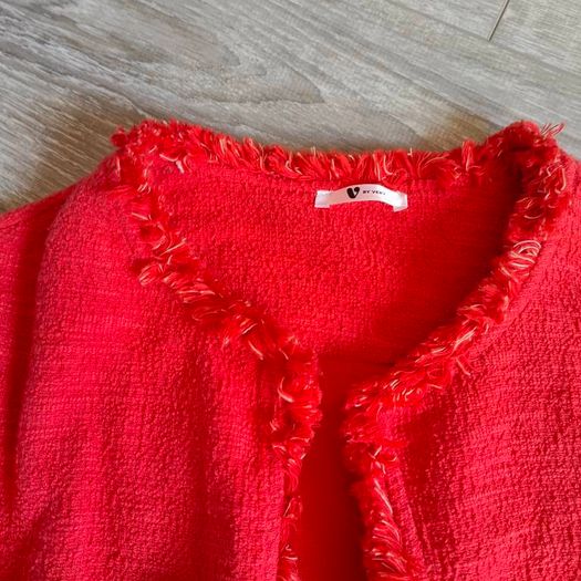 Red Tweed Fringe Blazer size 10 BY VERY