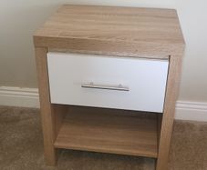 Oak and White Bedside Locker (NEW)
