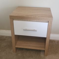 Oak and White Bedside Locker (NEW)