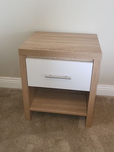 Oak and White Bedside Locker (NEW)