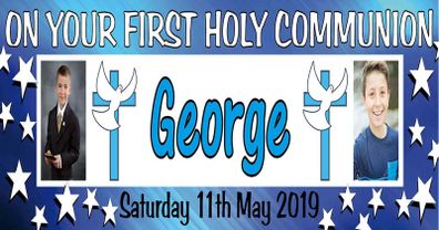 First Communion Day Banner Poster Personalised to your needs - just ask?