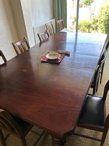Large Solid Mahogany Extending Dining Table and Chairs