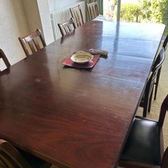 Large Solid Mahogany Extending Dining Table and Chairs