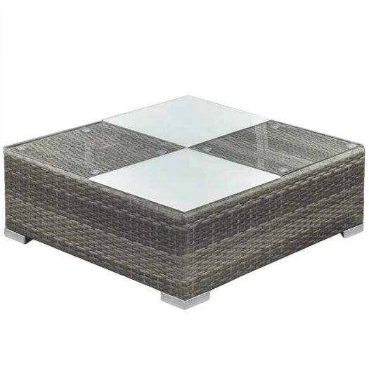 5 Piece Garden Lounge Set with Cushions Poly Rattan Grey