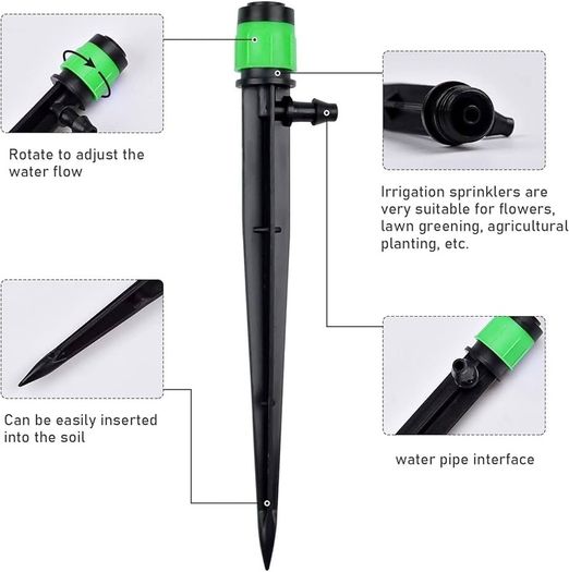 NEW SALE | 100pcs Irrigation Drippers Drip Emitters, 360 Degree Adjustable Irrigation Drip Drippers Fits 1/4 (4-6mm) Irrigation Tube, for Water Flow Irrigation System