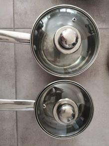 3-Piece Stainless Steel Pot & Pan Set with Lids