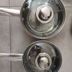 3-Piece Stainless Steel Pot & Pan Set with Lids