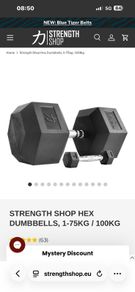 60kg Rubber Hex Dumbbell, Strongman, Powerlifter, Cheap!!